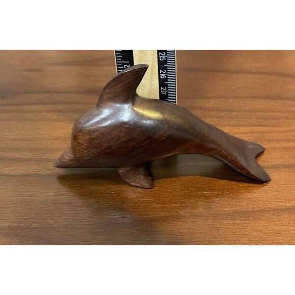 Hand Carved Ironwood Small Dolphin Figurine Mexico Vintage Nautical Ocean Sea - Picture 7 of 7